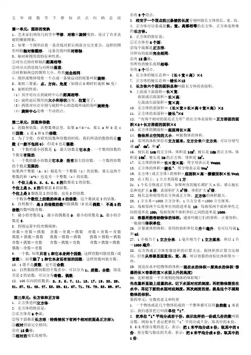 五年级数学下册知识点归纳总结 2