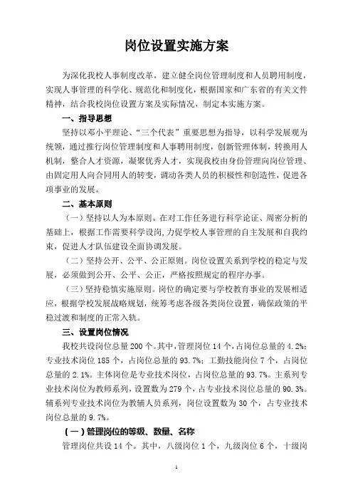 学校岗位设置实施方案 (1)