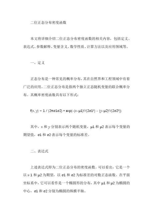 二位正态分布密度函数