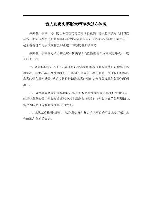 袁志玮鼻尖整形术重塑鼻部立体感