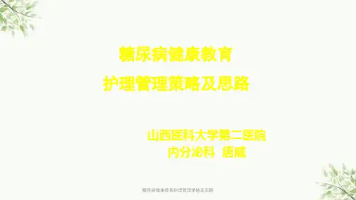 糖尿病健康教育护理管理策略及思路课件