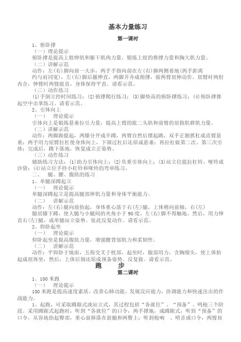 体能训练教案课程