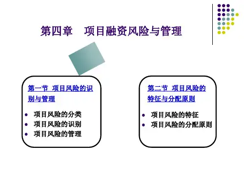 项目融资风险与管理概述课件