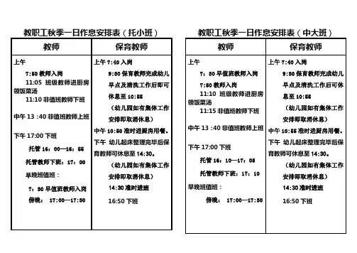 教职工春季一日作息安排表