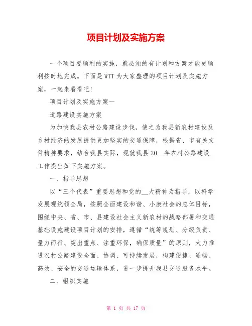 项目计划及实施方案