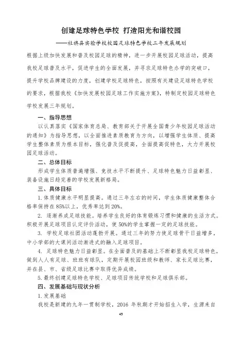 校园足球发展规划 2