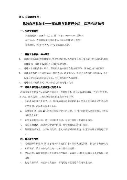 高血压自我管理总结