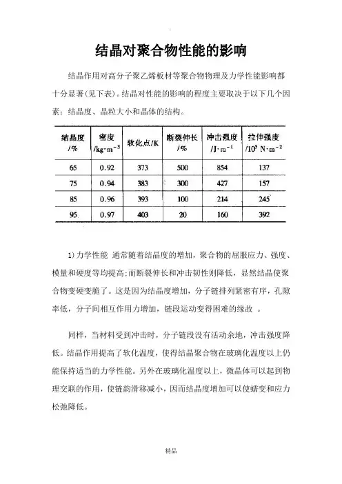 结晶对聚合物性能的影响