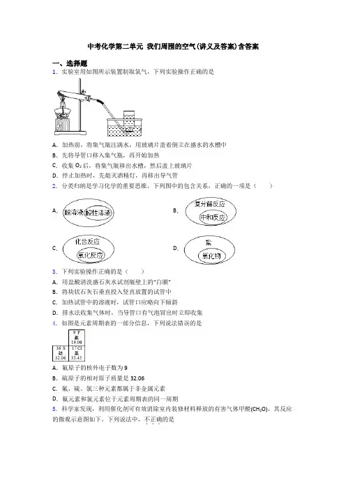 中考化学第二单元 我们周围的空气(讲义及答案)含答案