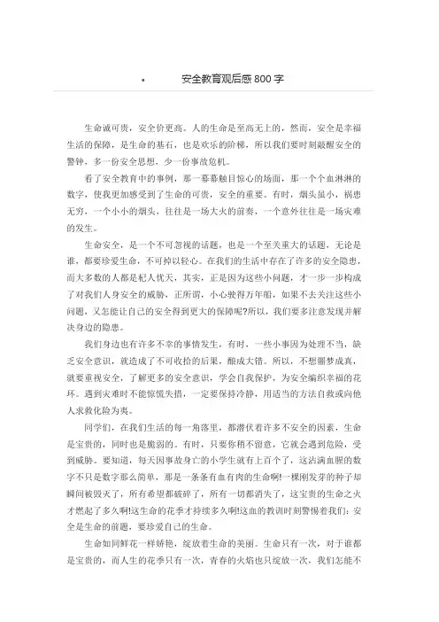 安全教育观后感800字