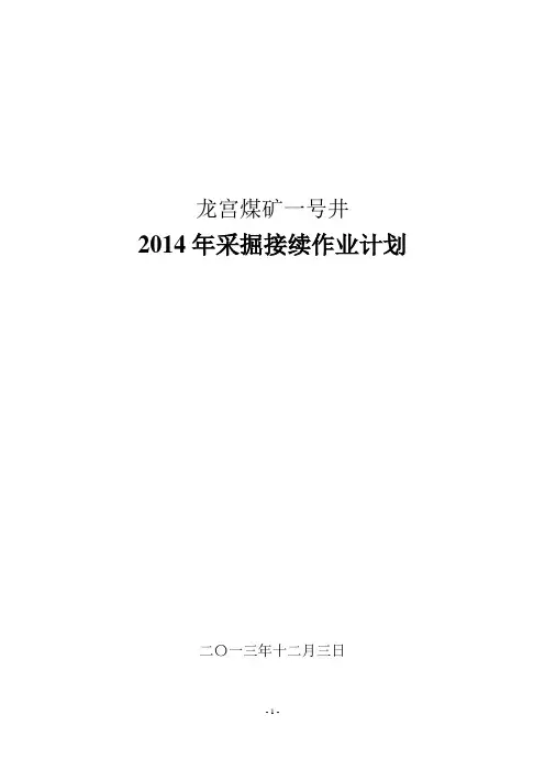 龙宫煤矿一号井采掘接续作业计划说明
