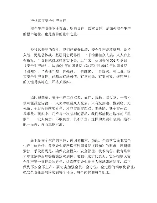 严格落实安全生产责任
