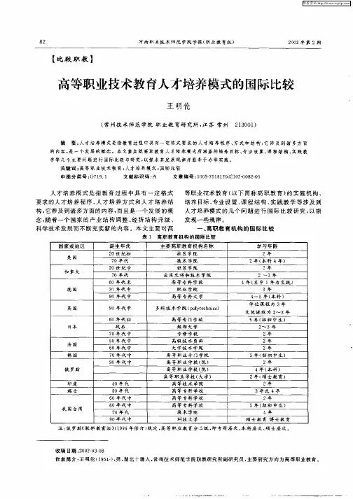 高等职业技术教育人才培养模式的国际比较