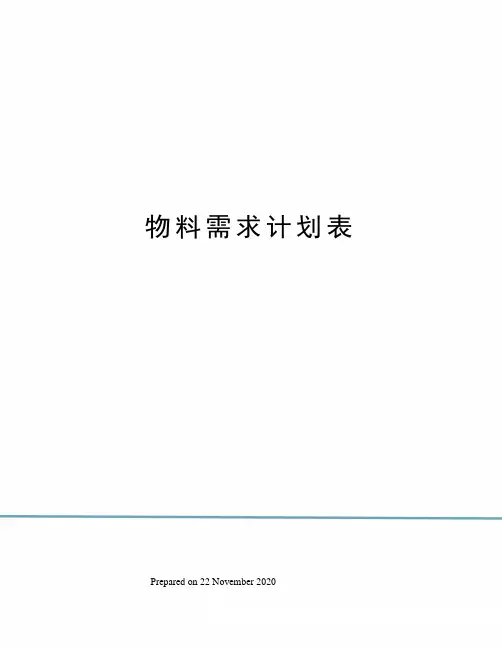 物料需求计划表