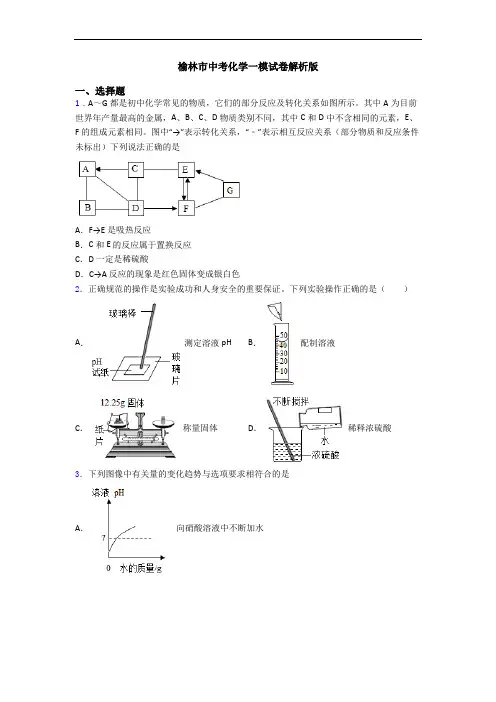 榆林市中考化学一模试卷解析版