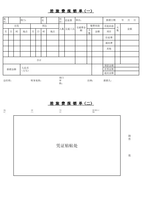 差旅费报销单EXCEL模板