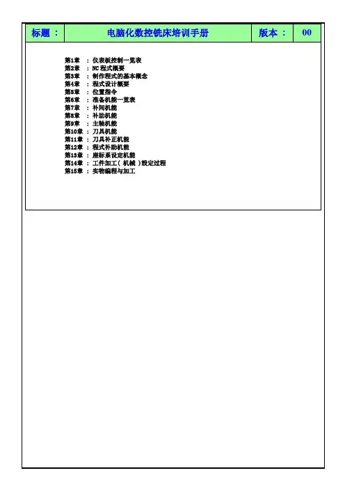 数控铣床培训手册