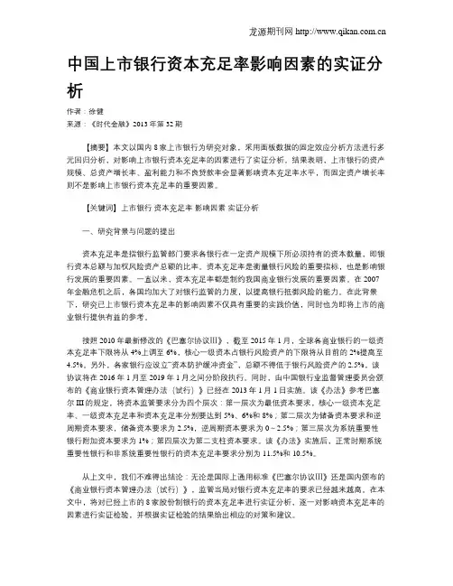 中国上市银行资本充足率影响因素的实证分析