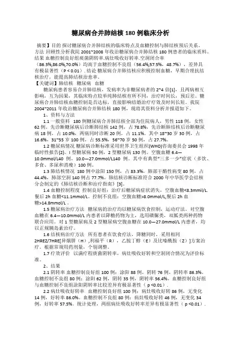 糖尿病合并肺结核180例临床分析