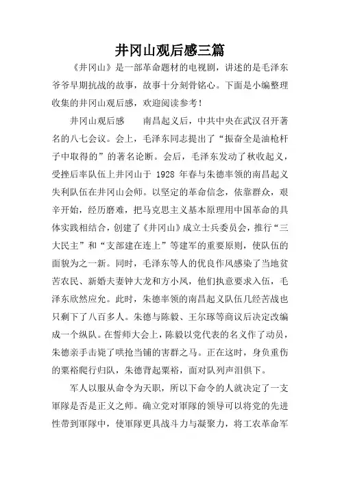 井冈山观后感三篇