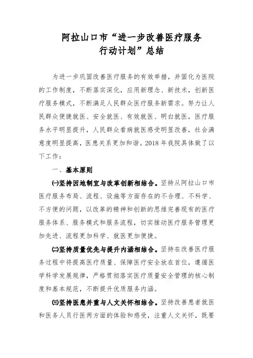 进一步改善医疗服务行动计划总结2