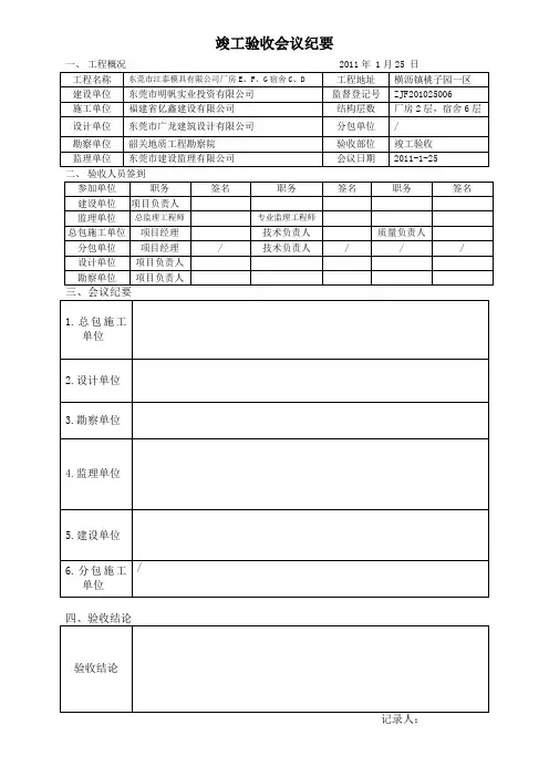 分部(子分部)验收会议纪要