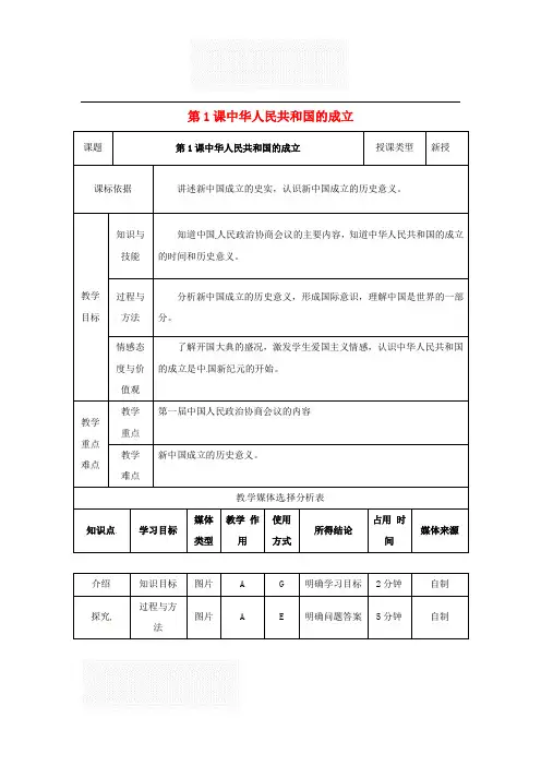 新北师大版 初二历史下册 第一单元 走向社会主义 精品教案  单元合集