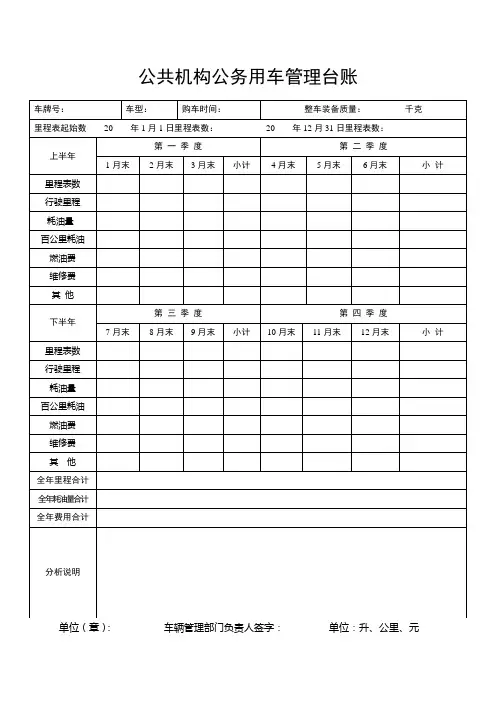 公务用车管理台账