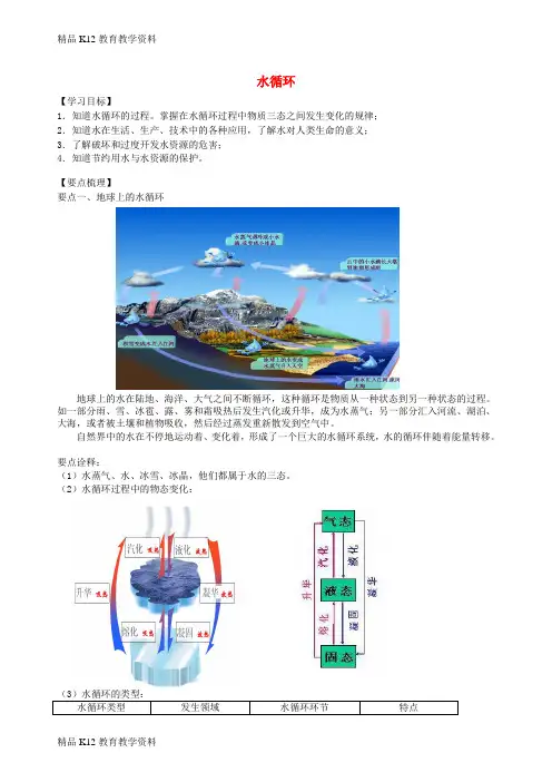 【配套K12】[学习]2018学年八年级物理上册 2.5水循环学案 (新版)苏科版