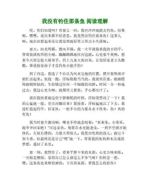 我没有钓住那条鱼阅读理解