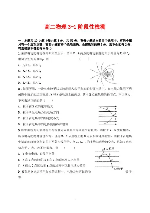最新人教版高二物理上学期期中考试题及答案