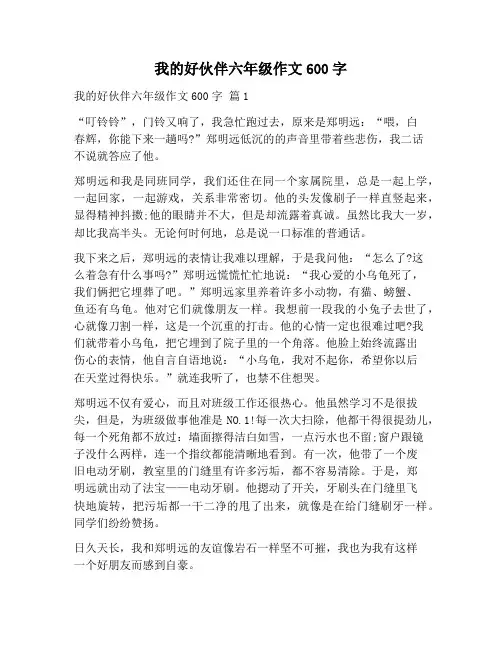 【作文范文】我的好伙伴六年级作文600字