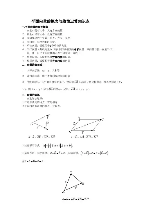平面向量的概念与线性运算知识点