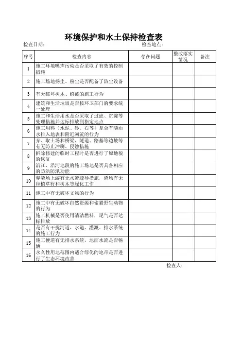 环境保护和水土保持检查表