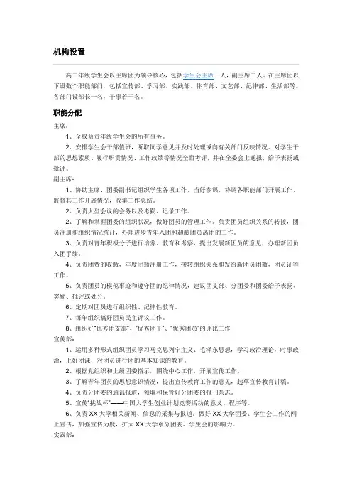 学生会 机构设置