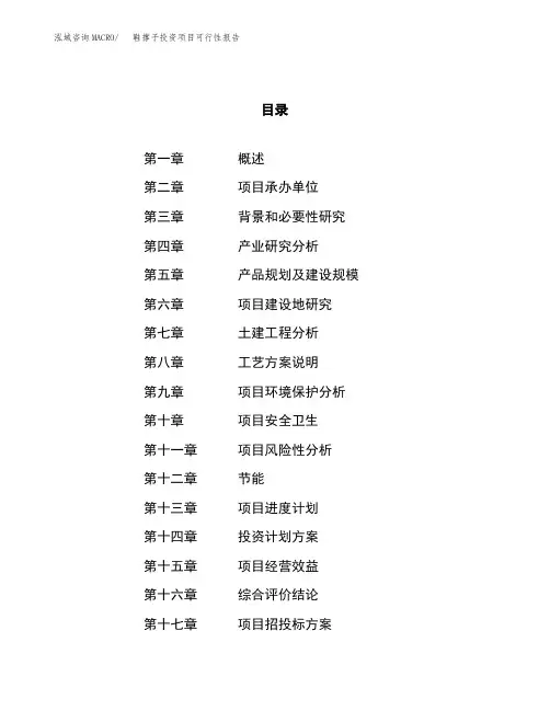 鞋撑子投资项目可行性报告(园区立项申请)