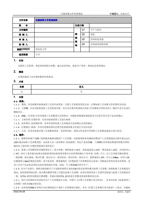 注塑参数文件管理规范[模板]