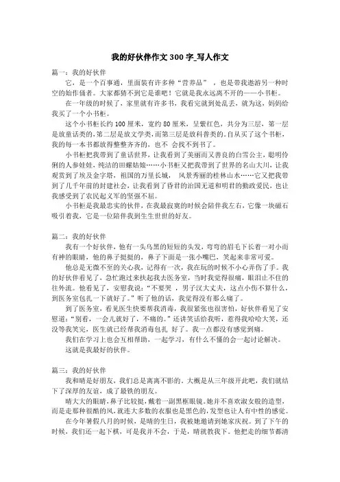 我的好伙伴作文300字_写人作文