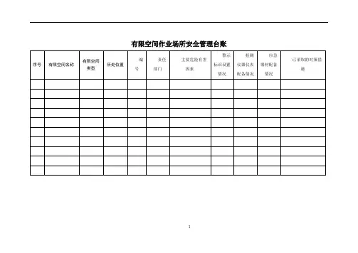 有限空间作业场所安全管理台账(式样)