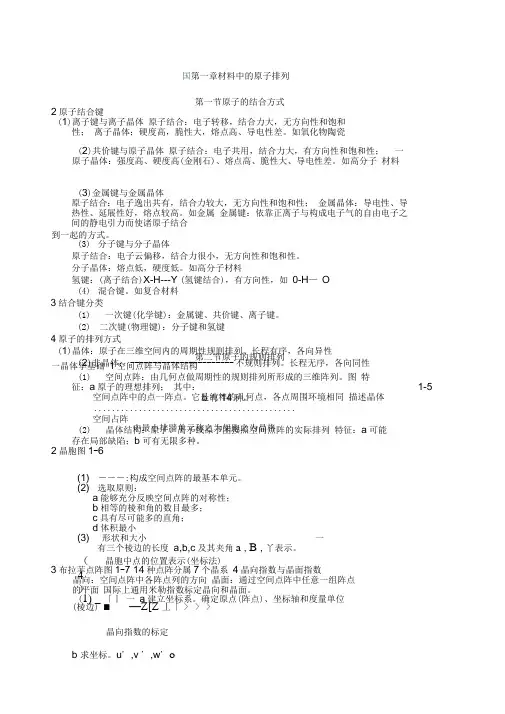 材料科学基础基础知识点总结