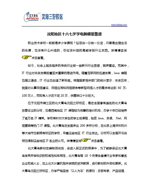 沈阳地区十六七岁学电脑哪里靠谱