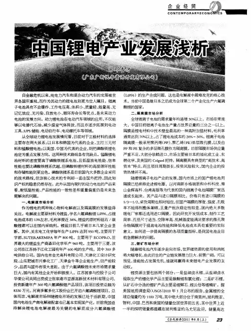 中国锂电产业发展浅析