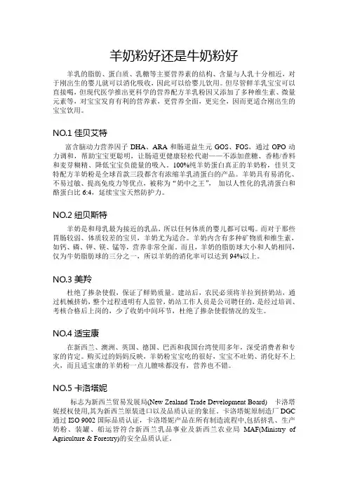 羊奶粉好还是牛奶粉好