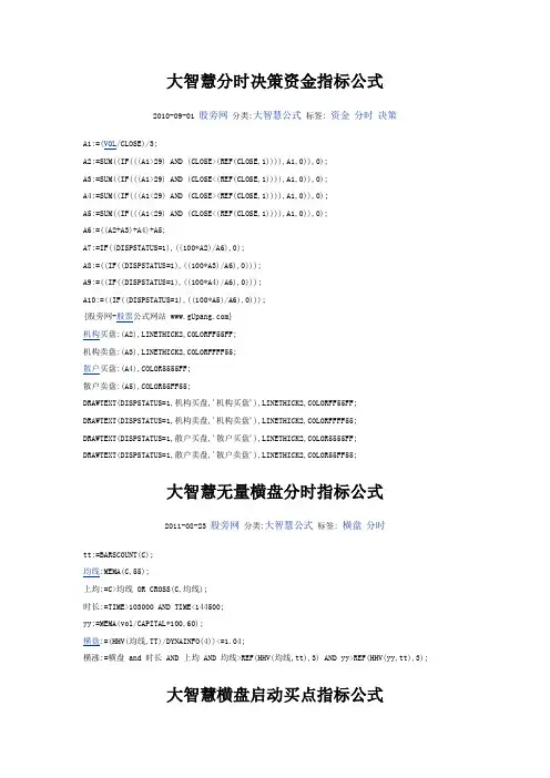 大智慧分时决策资金指标公式