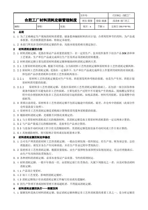材料消耗定额管理制度-建筑