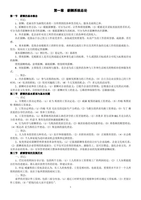 《06091薪酬管理》根据考试大纲整理的复习资料