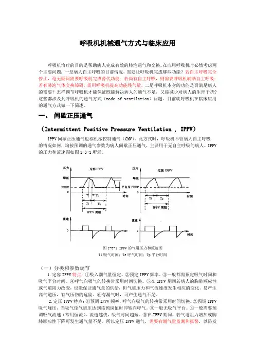 呼吸机机械通气方式与临床应用