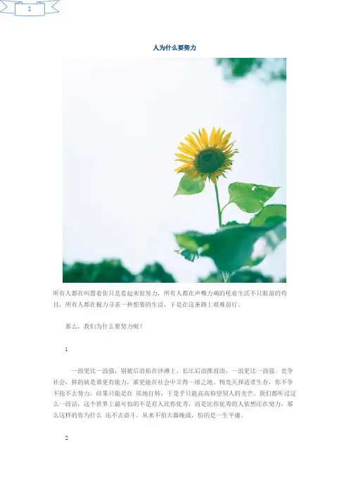 人为什么要努力