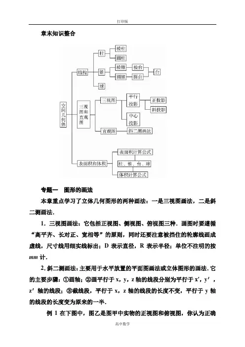 人教版数学高一-必修2第一章《空间几何体》章末整合