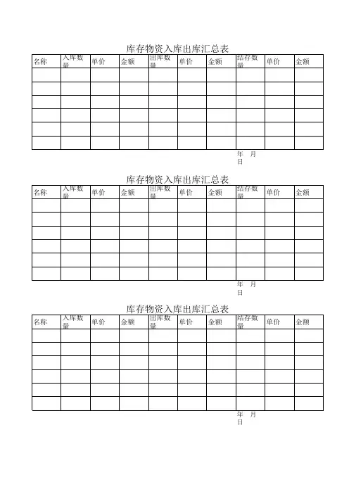 库存物资入库出库汇总表